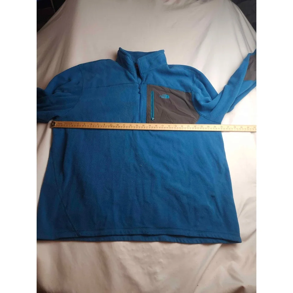The North Face Mens XXL Blue Quarter Zip Fleece Pullover Grey Panels